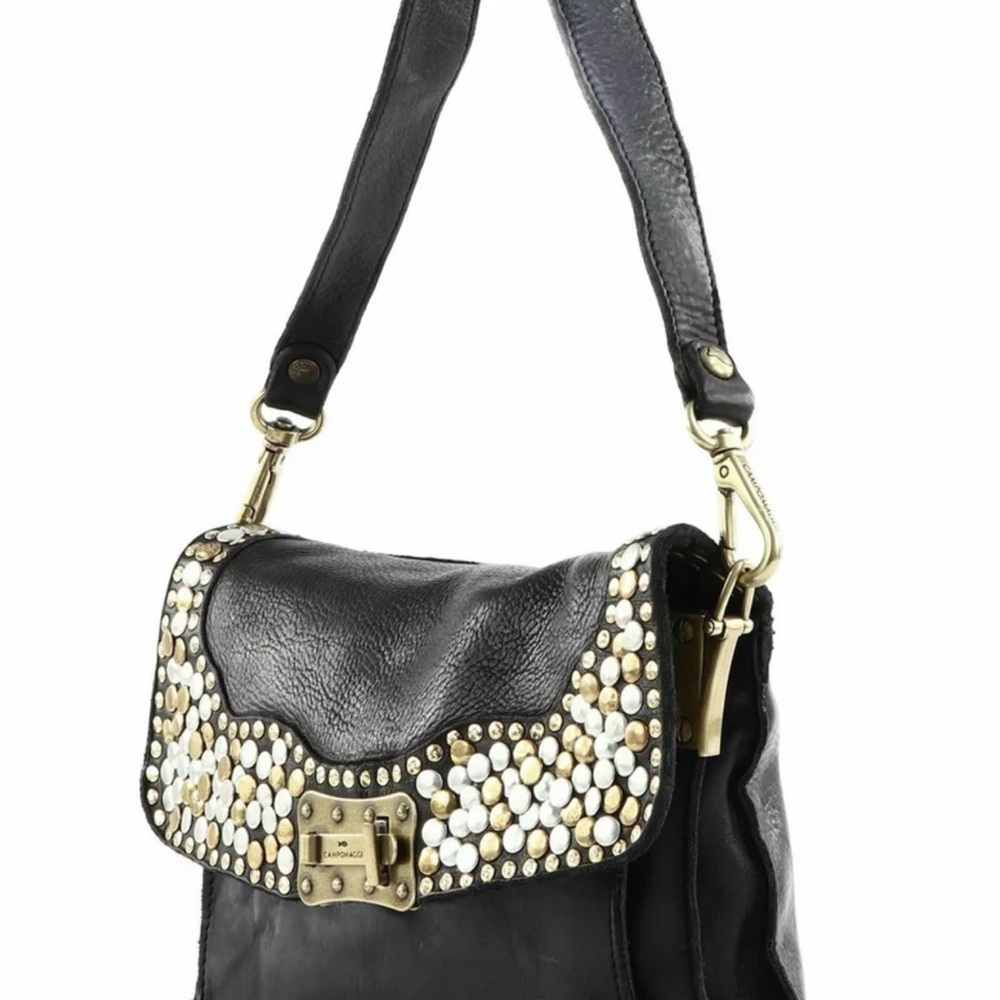 Campomaggi “Agnese” black leather studded bag. New with tags.